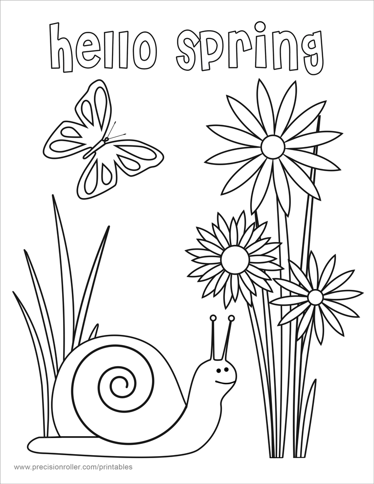 Hello Spring Coloring Page Precision Printables