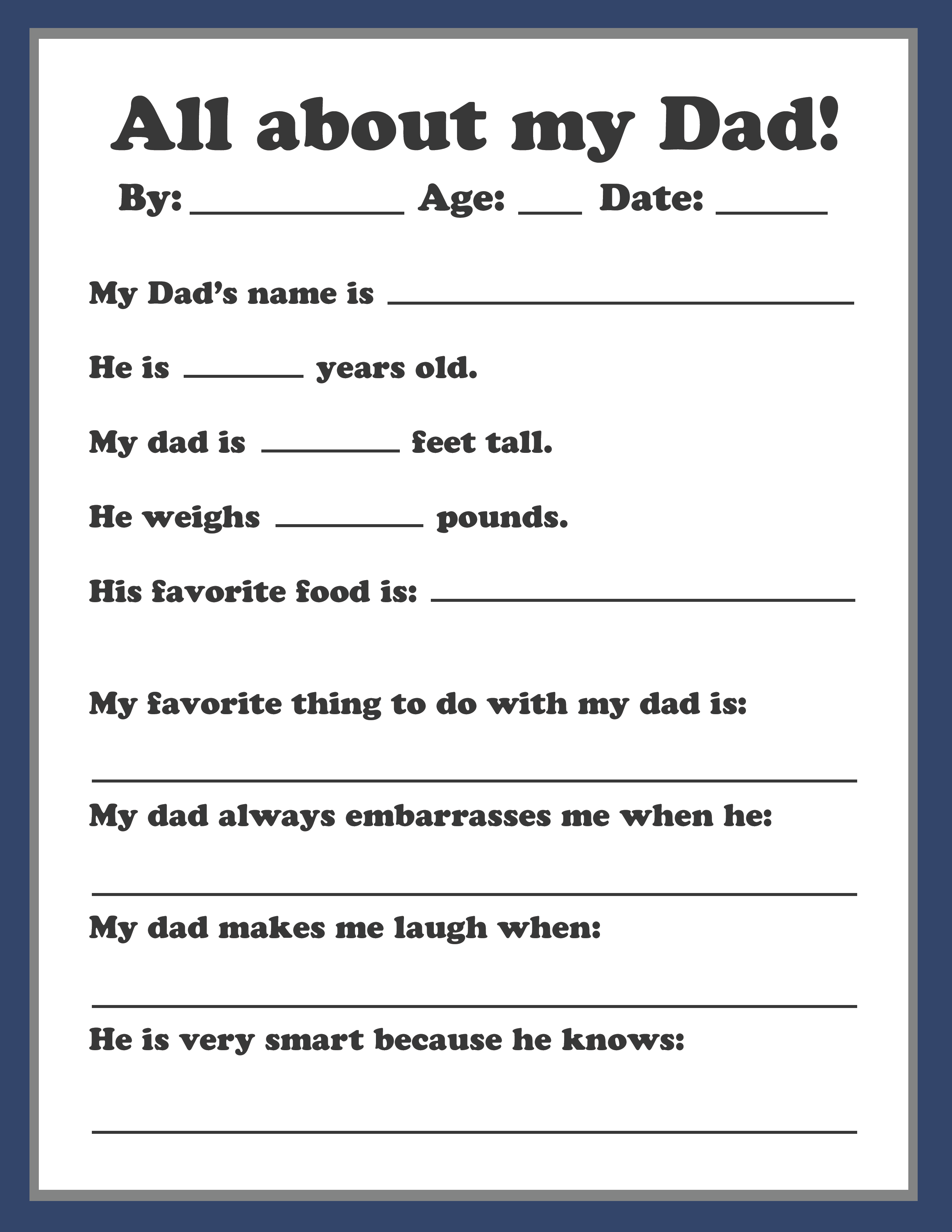 Father's Day Interview Printable - Printable Word Searches